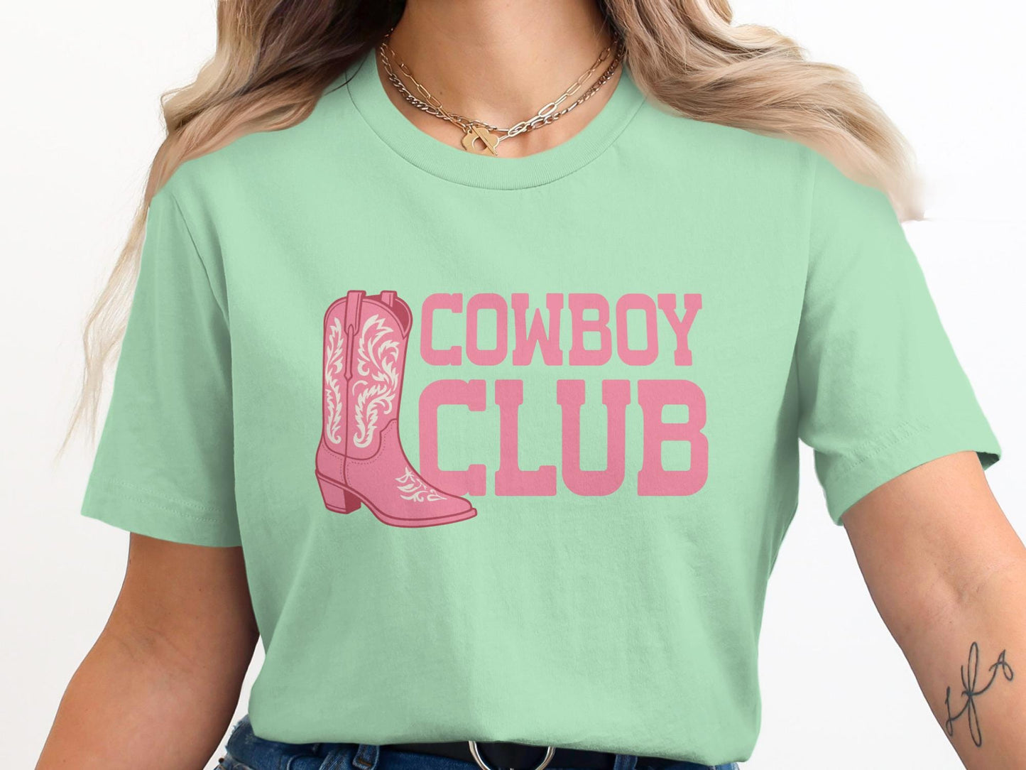 Pink Cowboy Club T-Shirt, Rodeo Western Graphic Tee