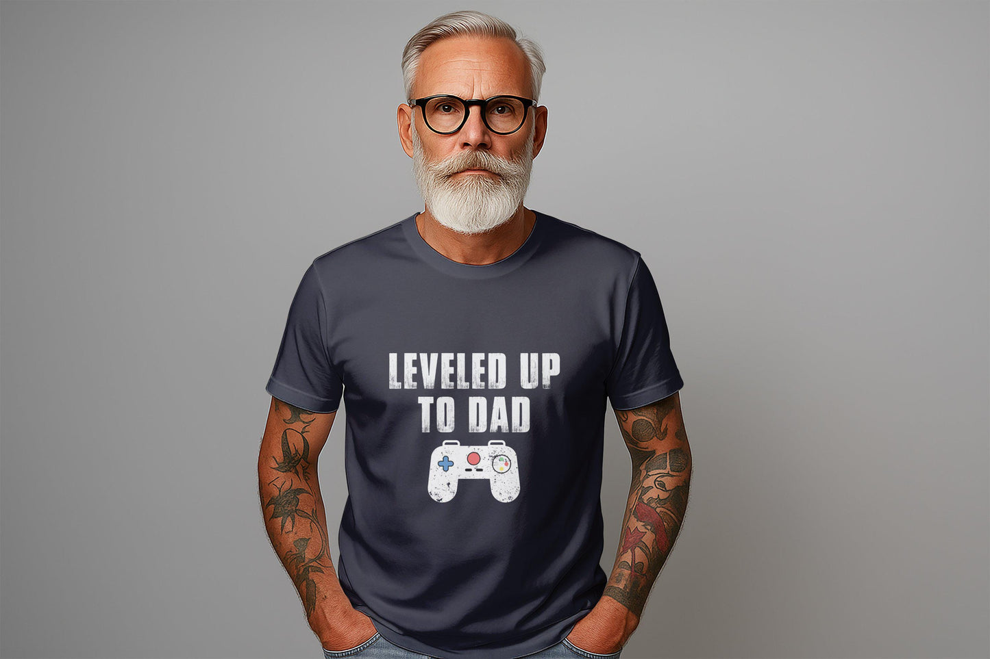 Leveled Up To Dad T-Shirt: Gamer Dad Gift