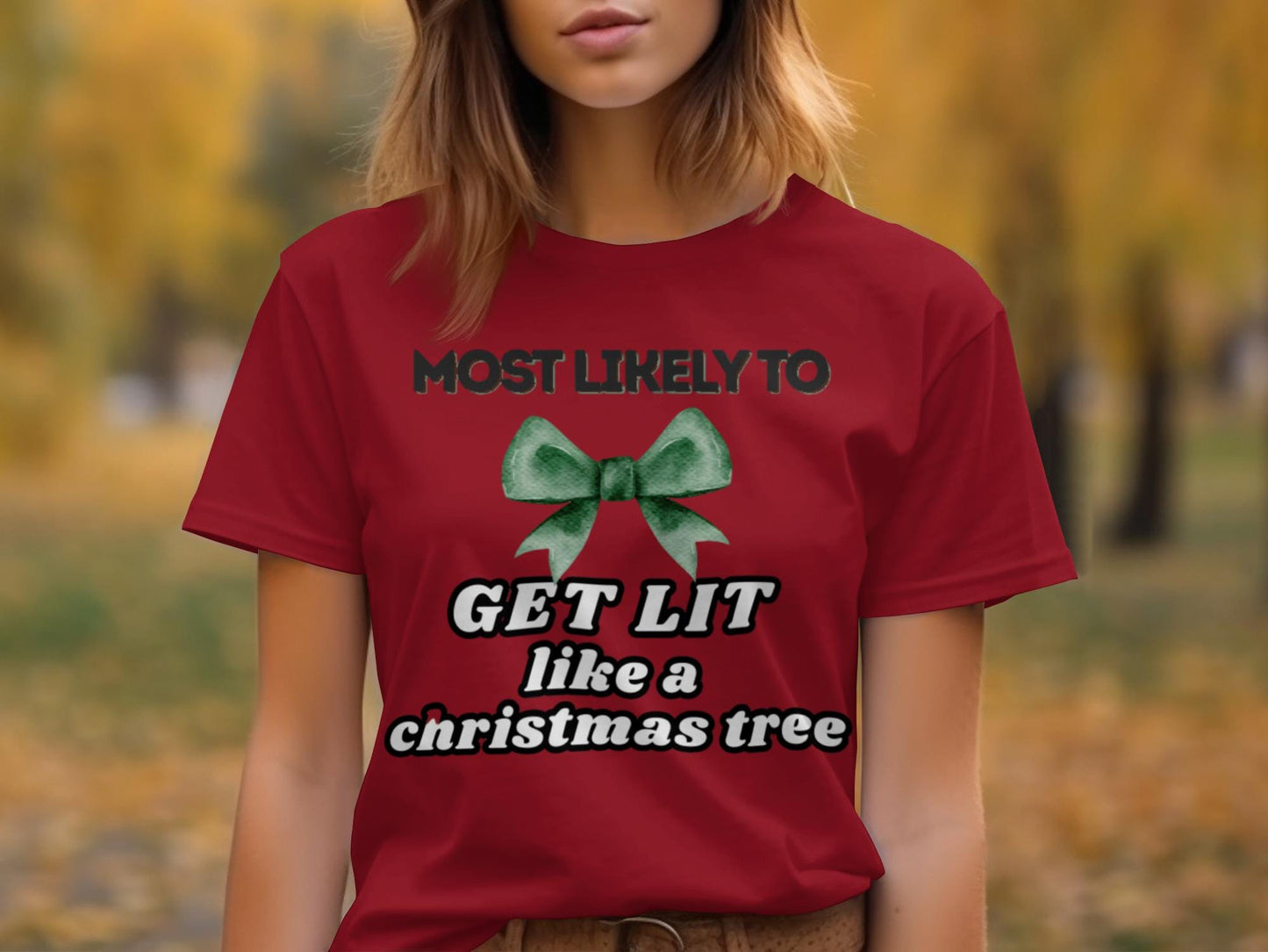 Funny Christmas T-Shirt, Most Likely To Get Lit Tee