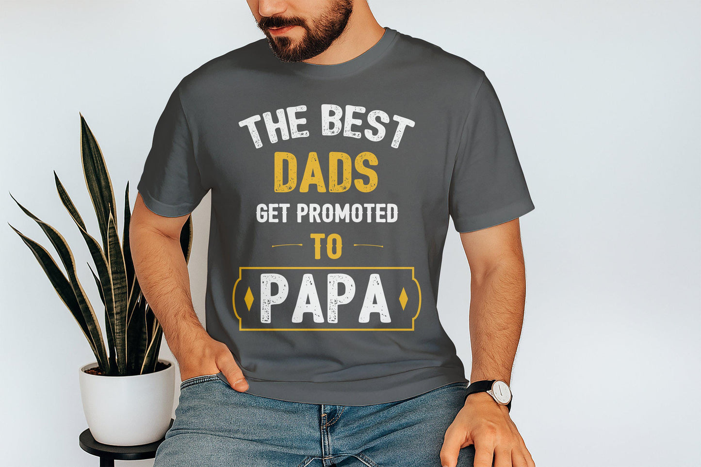 The Best Dads Get Promoted to Papa T-Shirts, Gift for Dad, Father's Day Apparel, New Dad T-Shirt, Papa T-Shirt