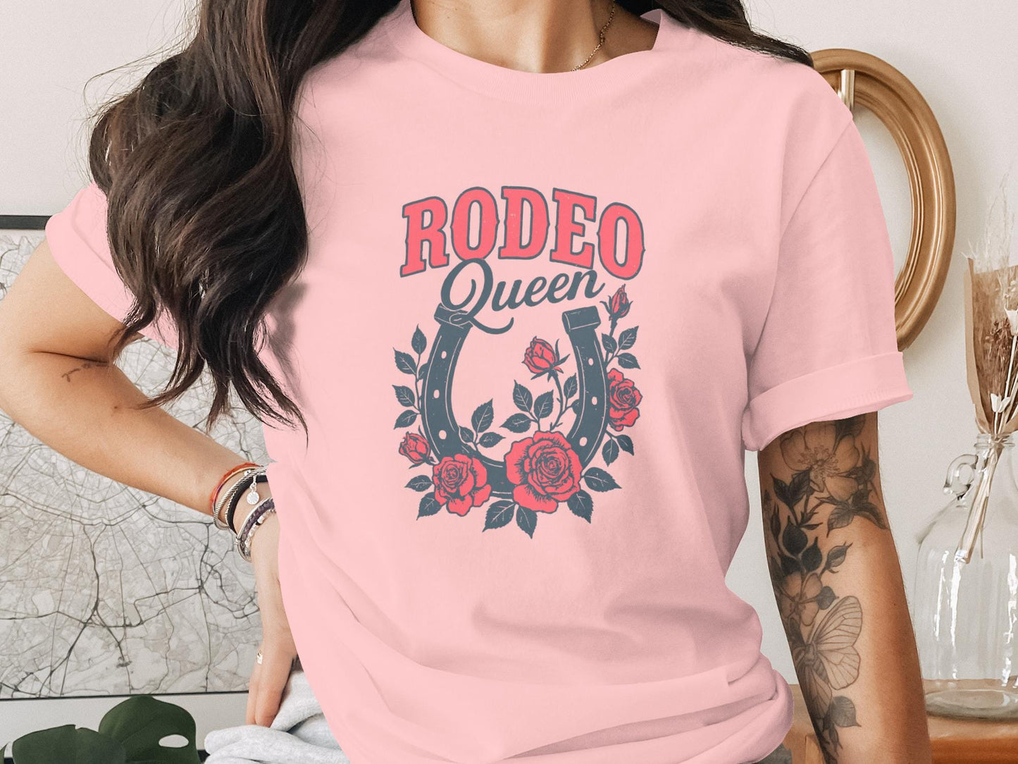 Rodeo Queen T-Shirt, Horseshoe Roses, Western Graphic Tee