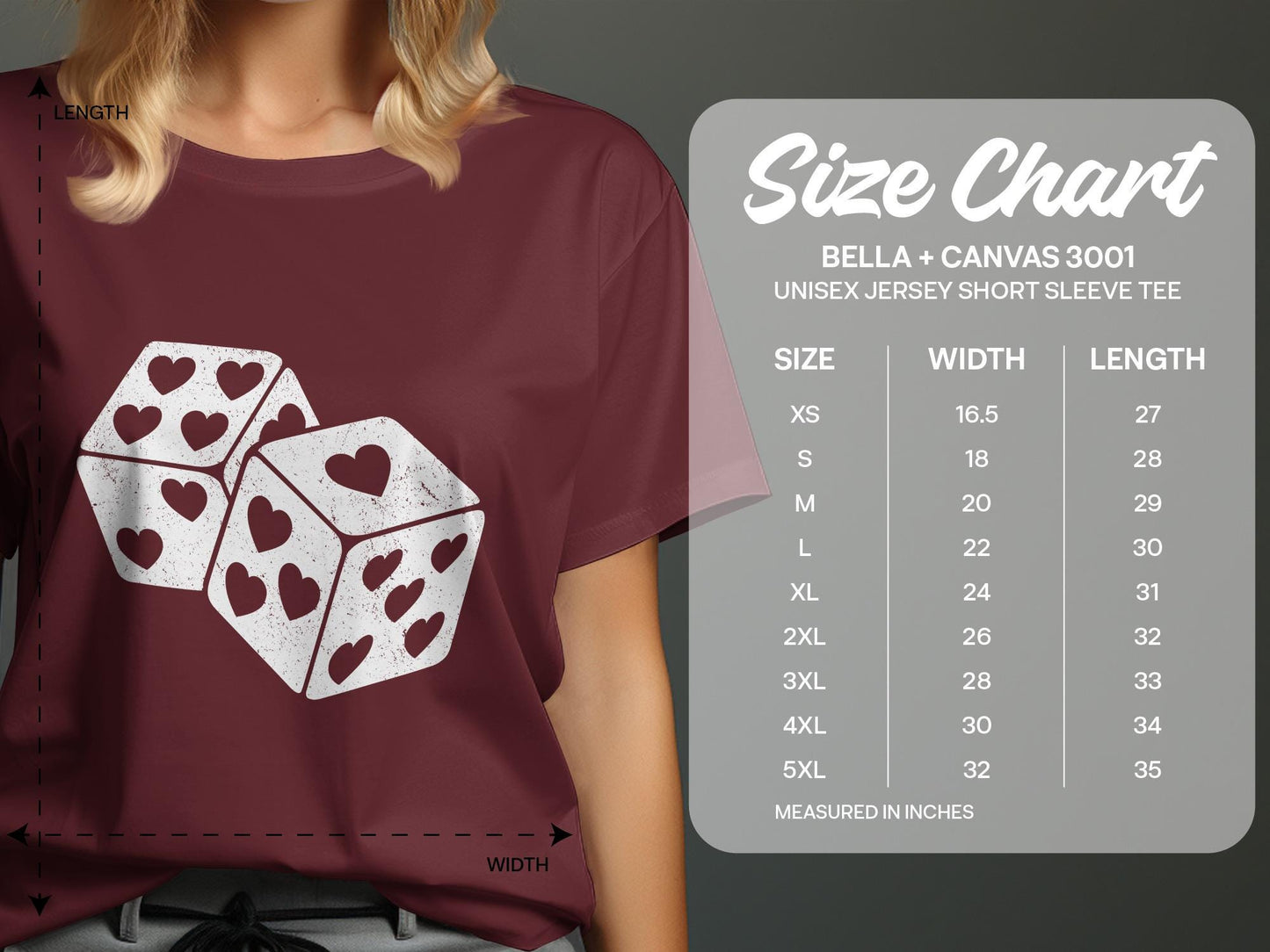 Heart Dice Graphic T-Shirt, Valentine's Day Gift