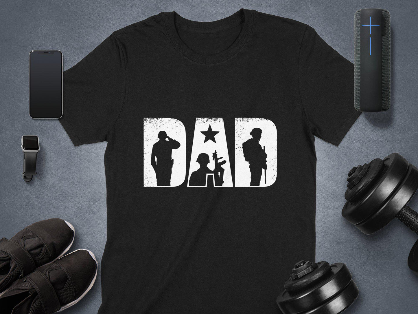 Military Dad T-Shirt: Soldier Silhouette Design