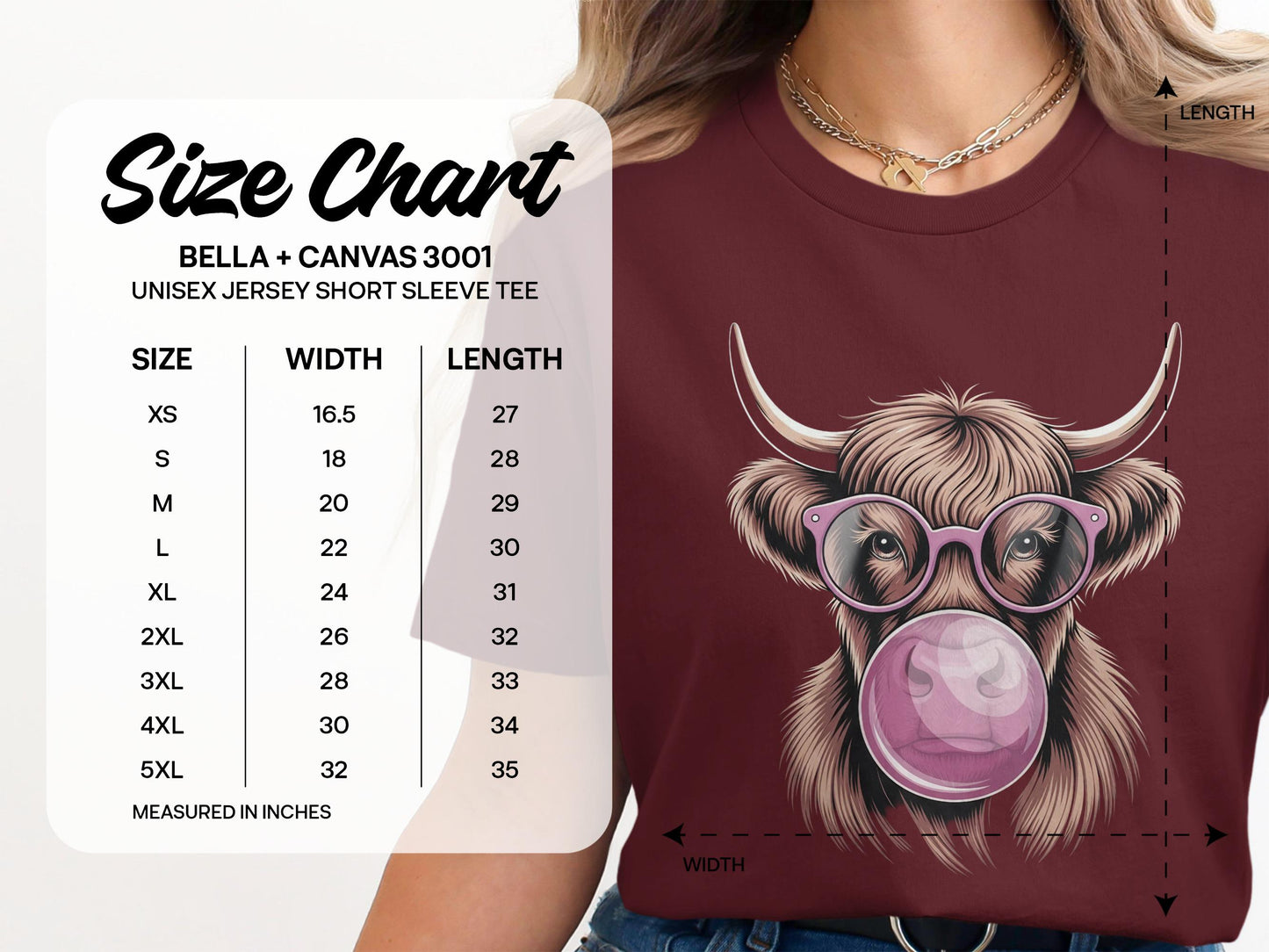 Highland Cow T-Shirt, Bubble Gum, Funny Animal Tee