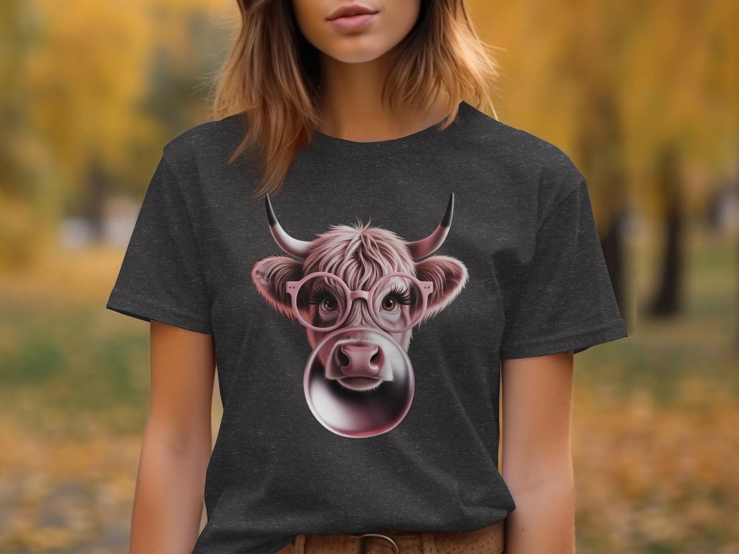 Bubble Gum Cow T-Shirt, Funny Animal Graphic Tee