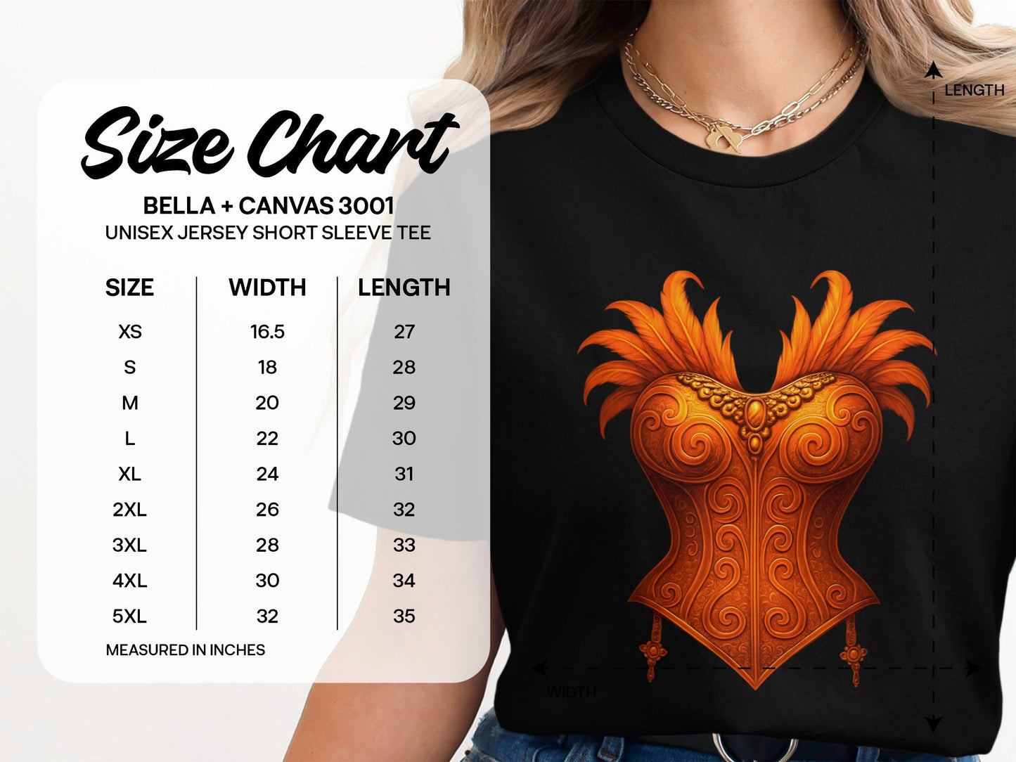 Showgirl Corset T-Shirt, Ornate Feathered Bustier Tee