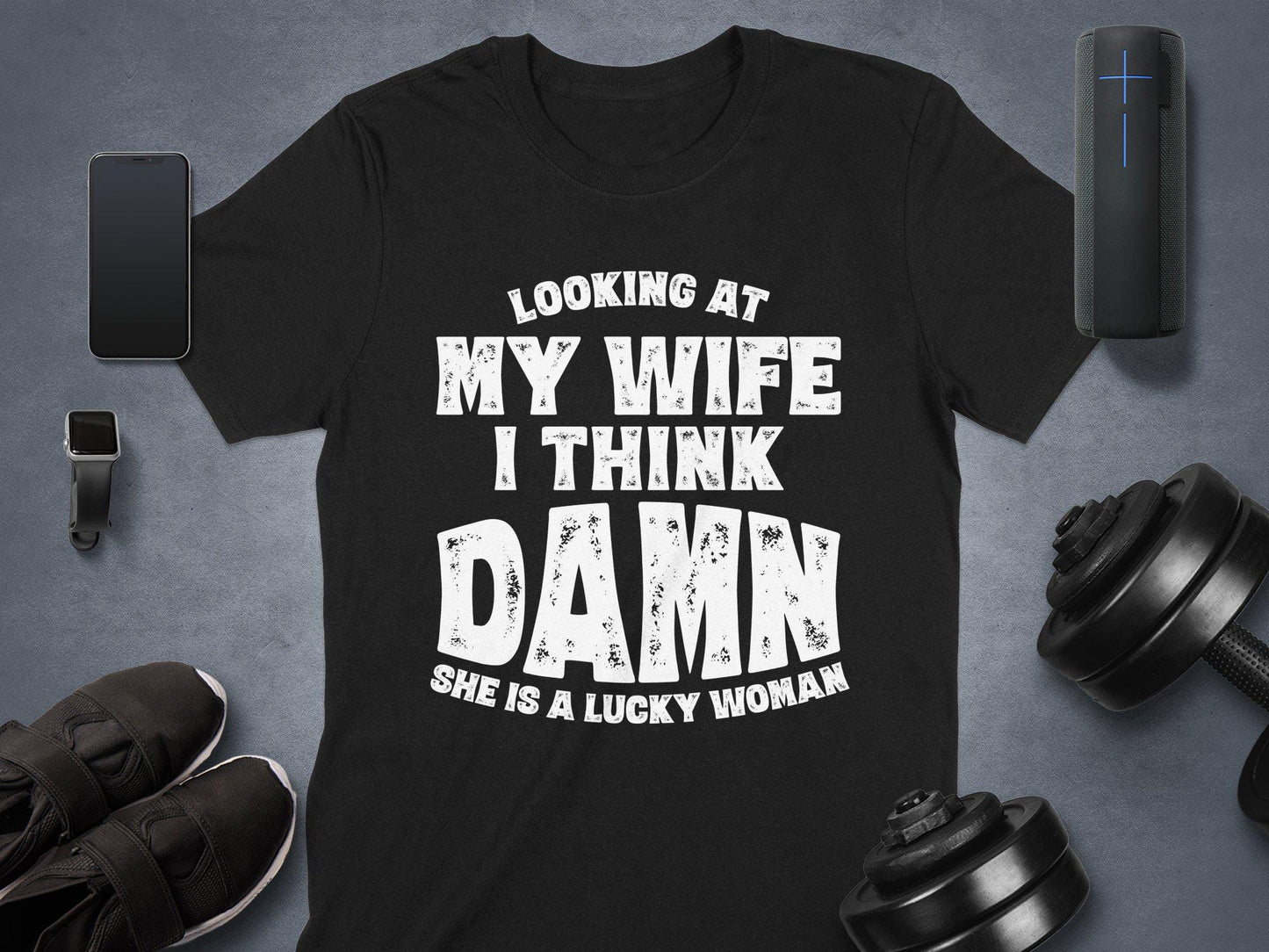 Funny Husband T-Shirt: Lucky Wife Novelty Gift