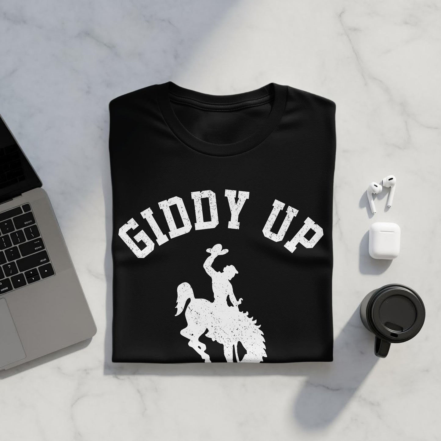 Giddy Up Cowboy T-Shirt, Bucking Bronco, Western Apparel