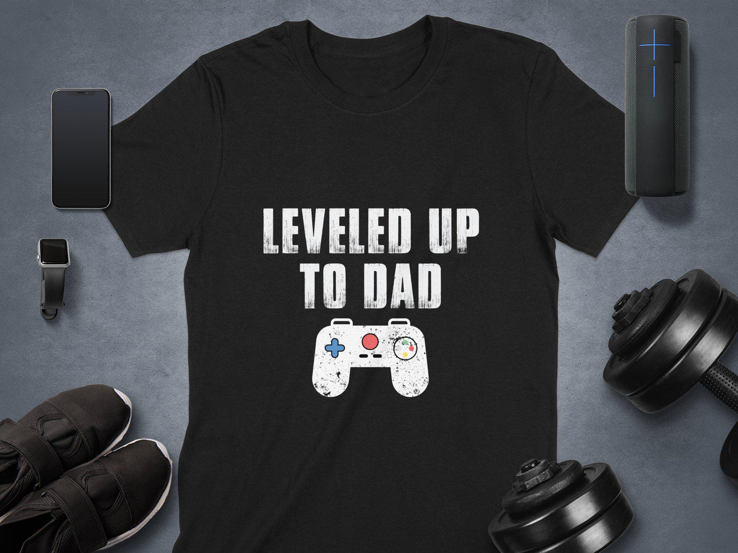 Leveled Up To Dad T-Shirt: Gamer Dad Gift