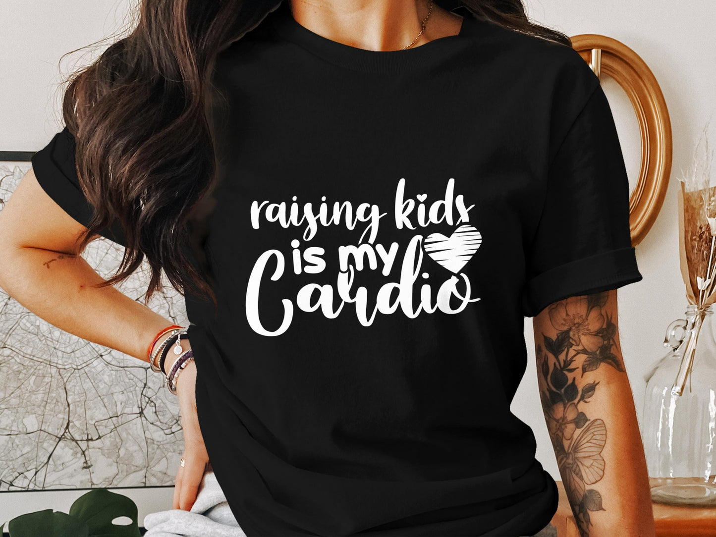 Raising Kids is My Cardio T-Shirts, Mom Life T-Shirts, Gift for Mom, Mothers Day, Mama Bear T-Shirts, New Mom Gift, Mom Cardio T-Shirts