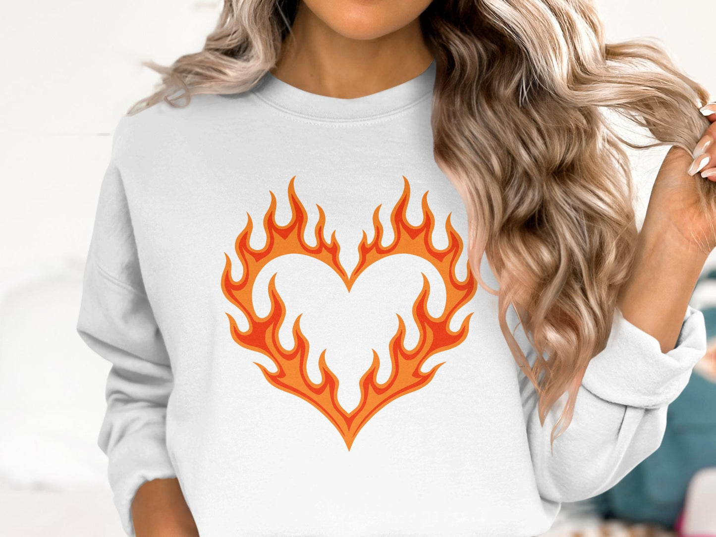 Flaming Heart Graphic Tee, Fiery Love Shirt