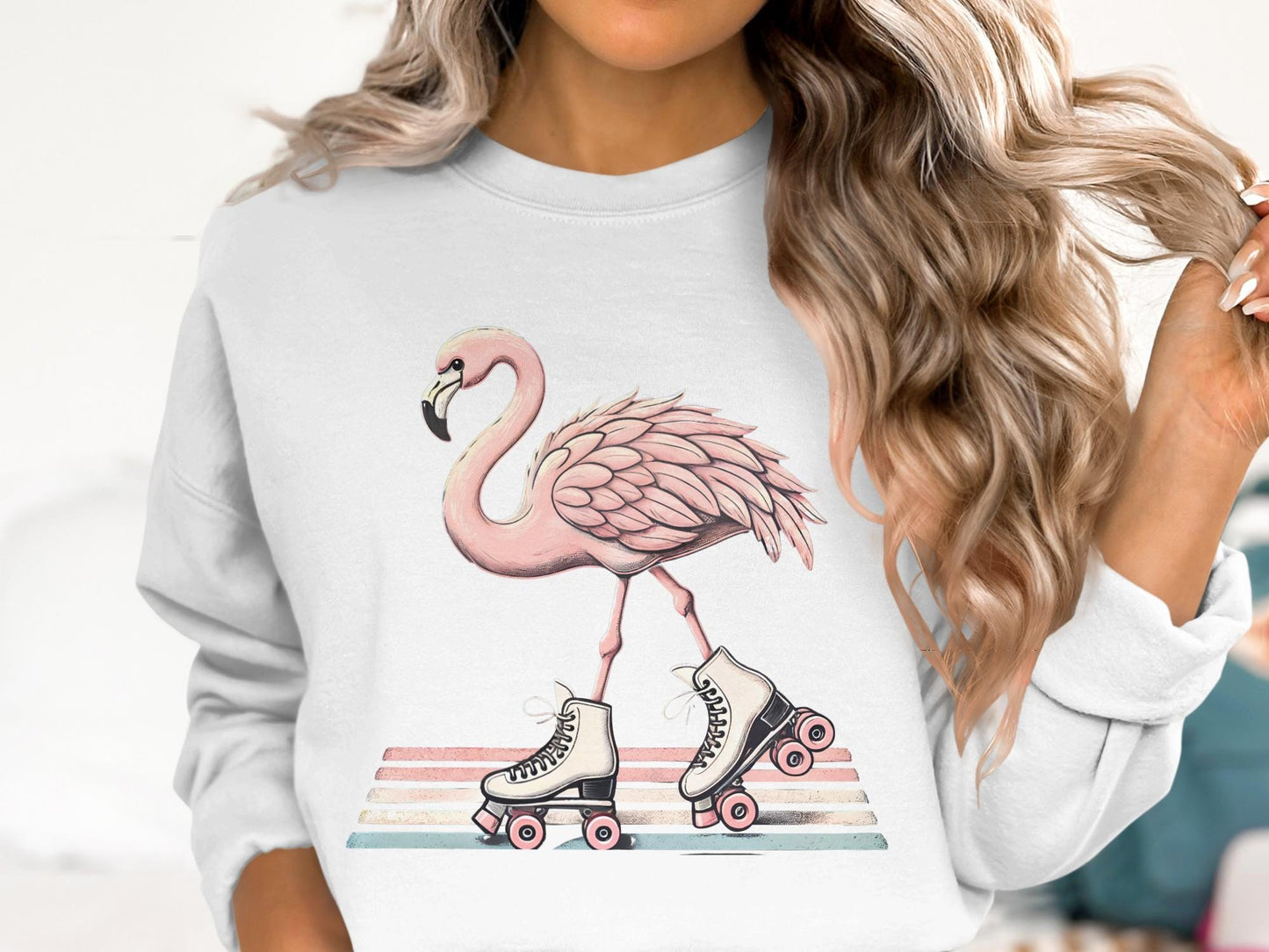 Flamingo Roller Skate T-Shirt, Quirky Animal Design