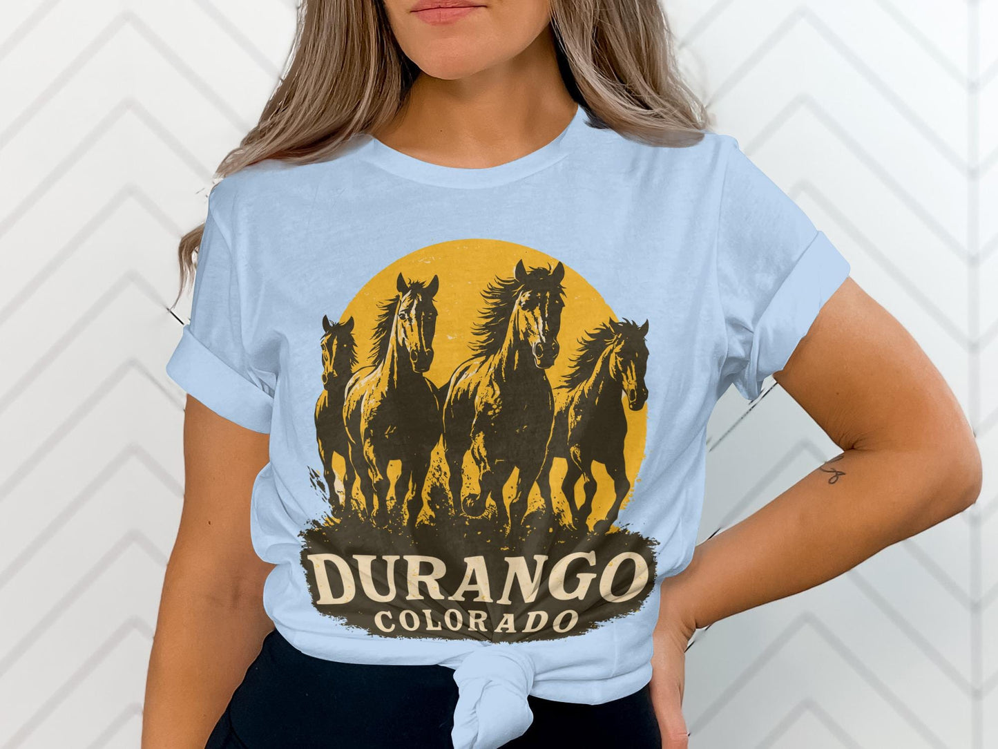 Durango Colorado Horses Graphic Tee, Wild West Unisex Shirt