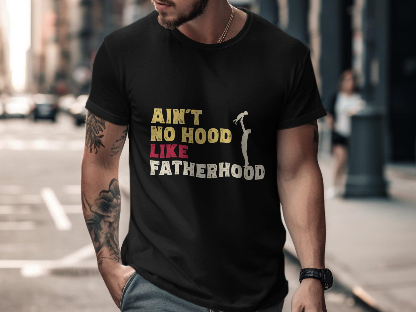 Aint No Hood Like Fatherhood T-Shirts, Gift for Dad, Fathers Day T-Shirts, Fathers Day Gift, Funny Dad Shirt, New Dad, Gift for Him