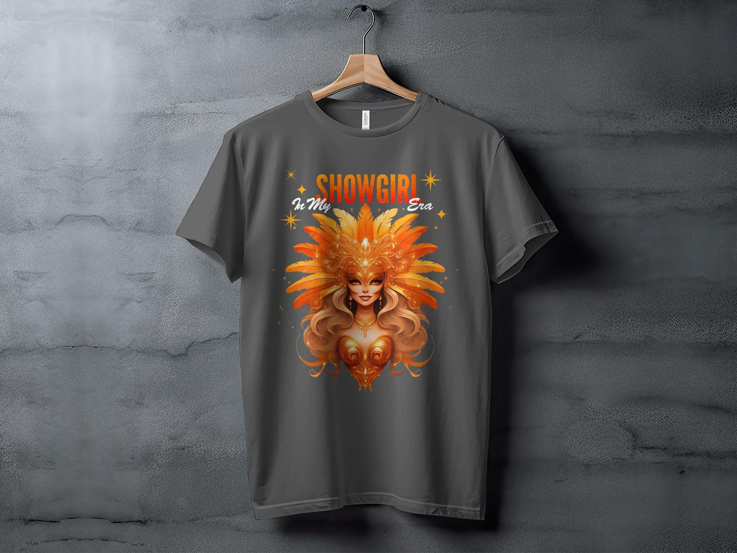 In My Showgirl Era T-Shirt, Burlesque Diva Tee, Feathered Headdress, Carnival Star Shirt, Vintage Showgirl Apparel, Glamorous Pop Star Top