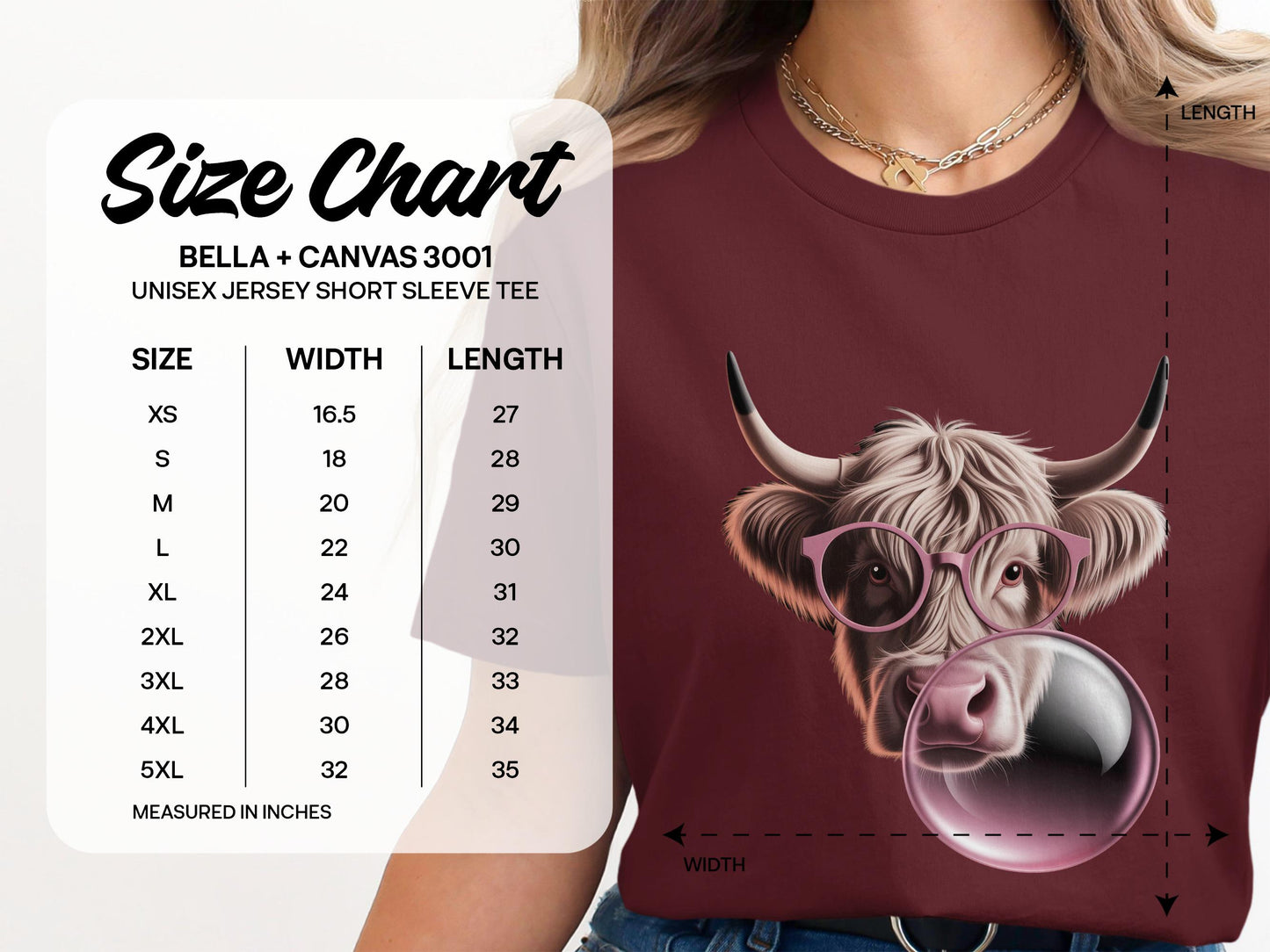 Highland Cow T-Shirt, Pink Glasses, Bubble Gum, Funny Animal Tee