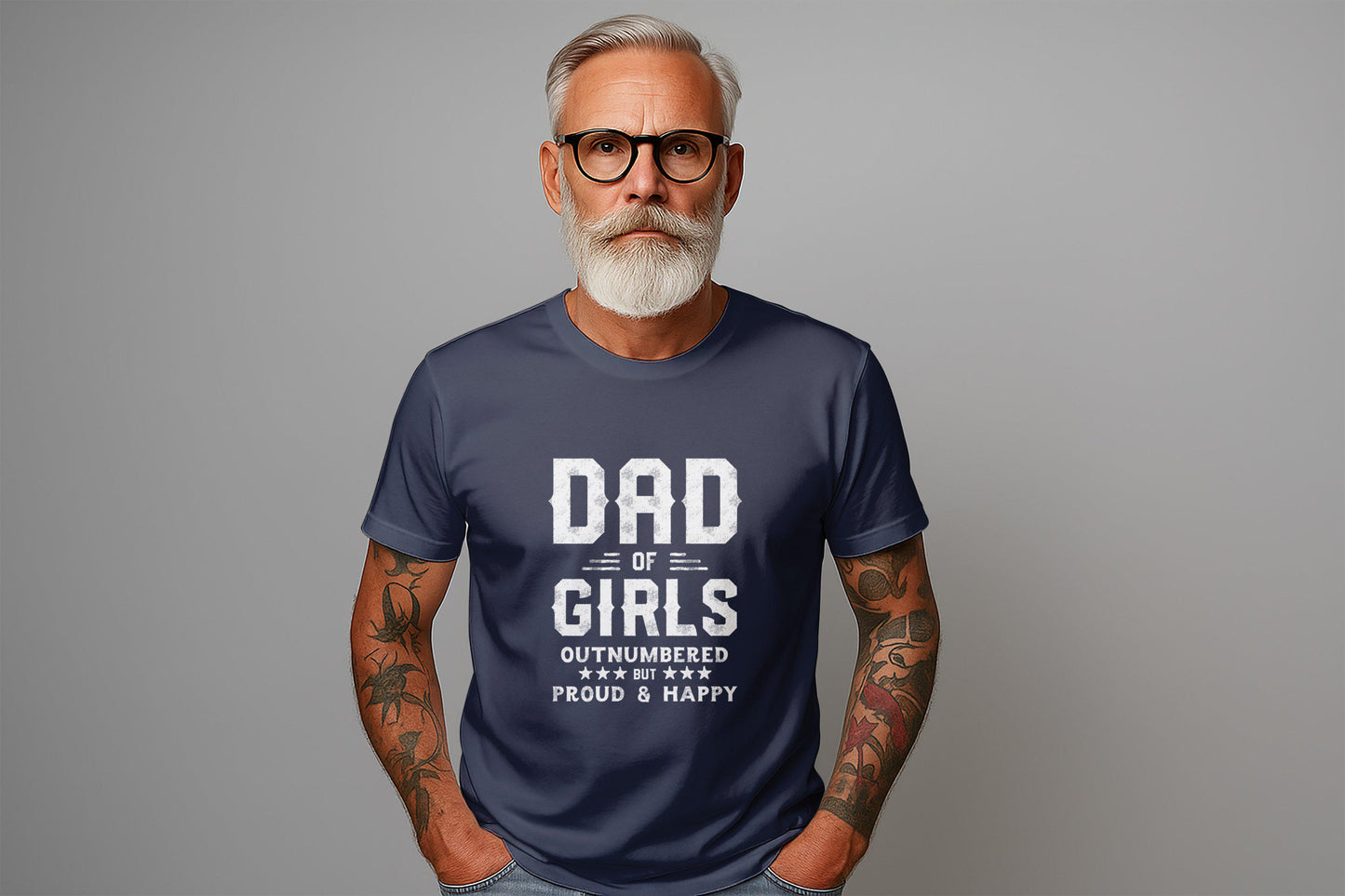 Dad Of Girls T-Shirts, Outnumbered Dad Shirt, Proud Father, Happy Dad Tees, Fathers Day Gift, Girl Dad, Funny Dad Shirt, Girl Dad Gifts