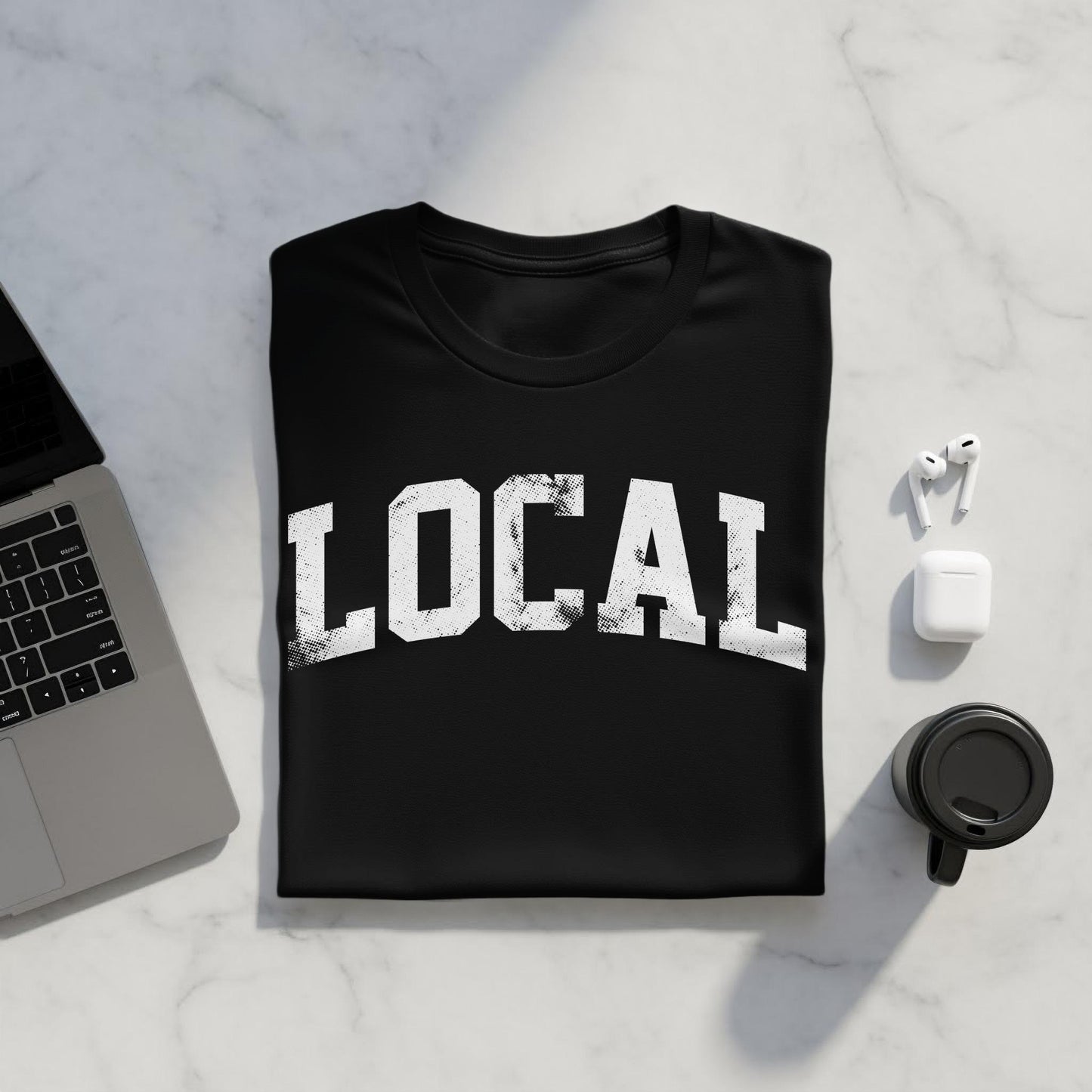 Distressed Local Graphic Tee, Urban Style Unisex T-Shirt