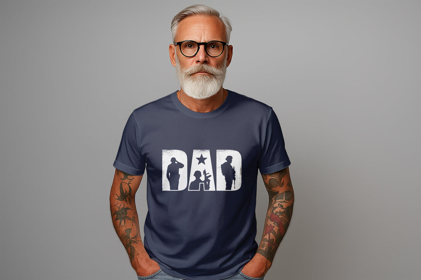 Military Dad T-Shirt: Soldier Silhouette Design