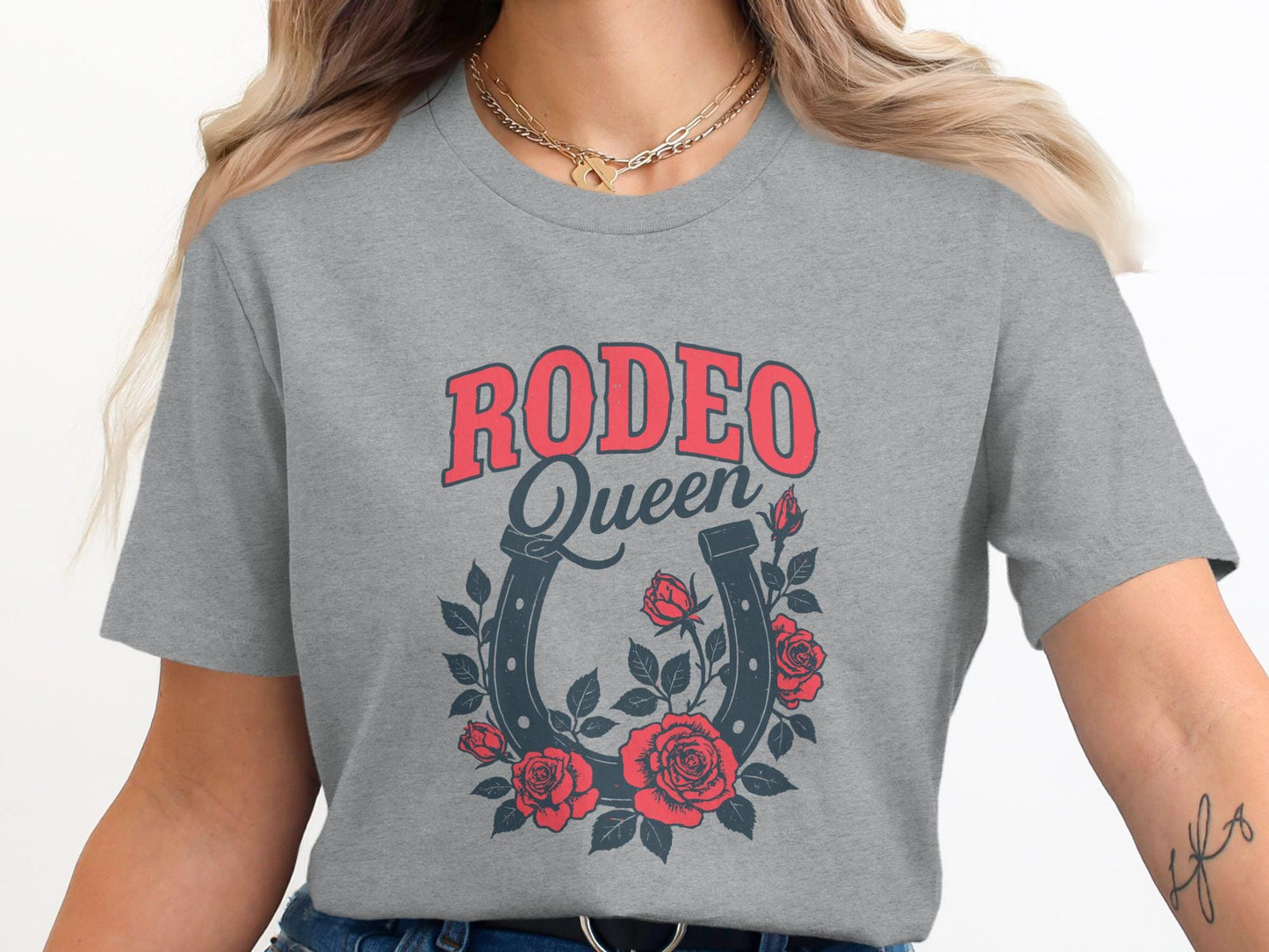 Rodeo Queen T-Shirt, Horseshoe Roses, Western Graphic Tee