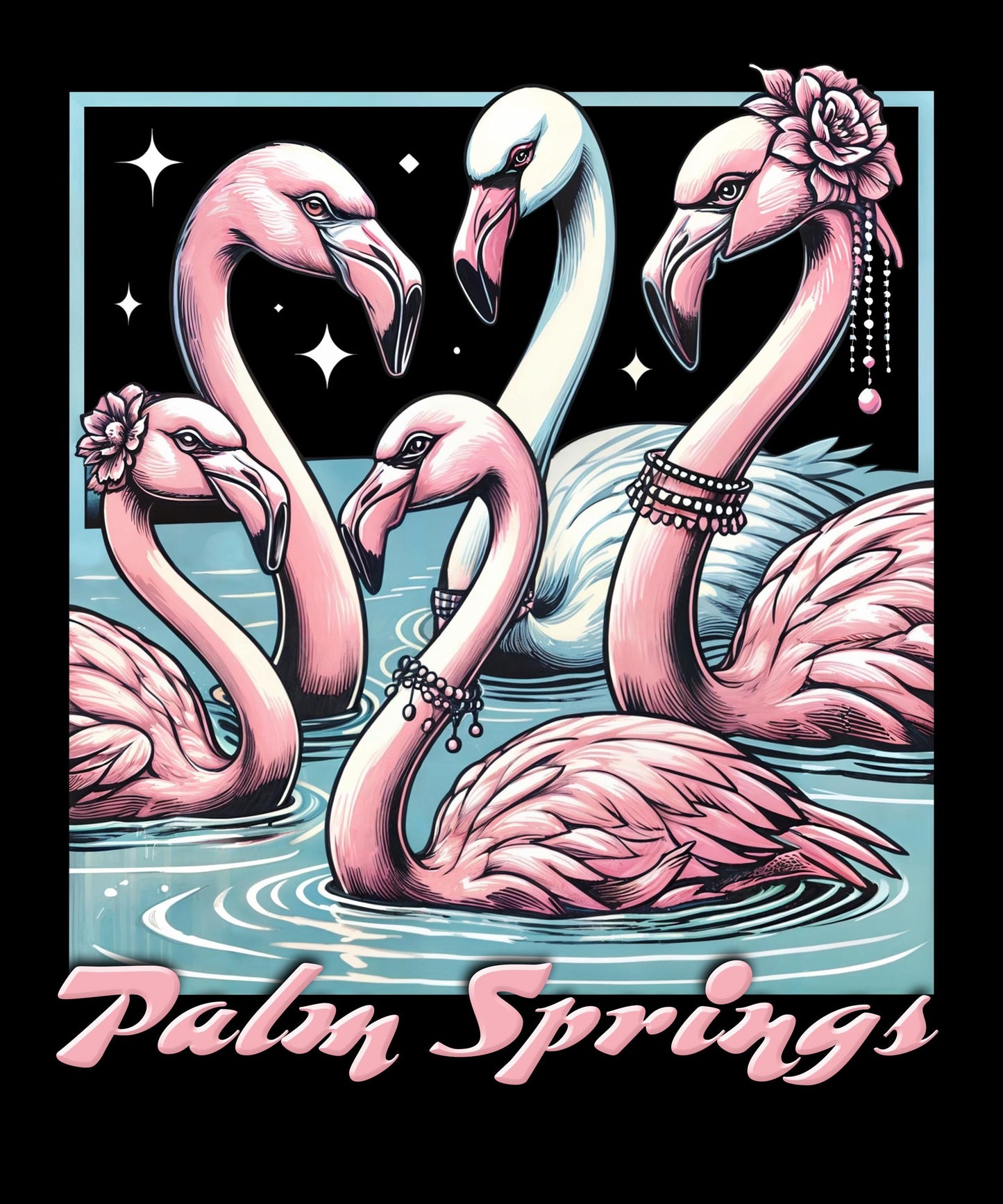 Flamingo Graphic Tee: Palm Springs Artistic Bird Beach Shirt
