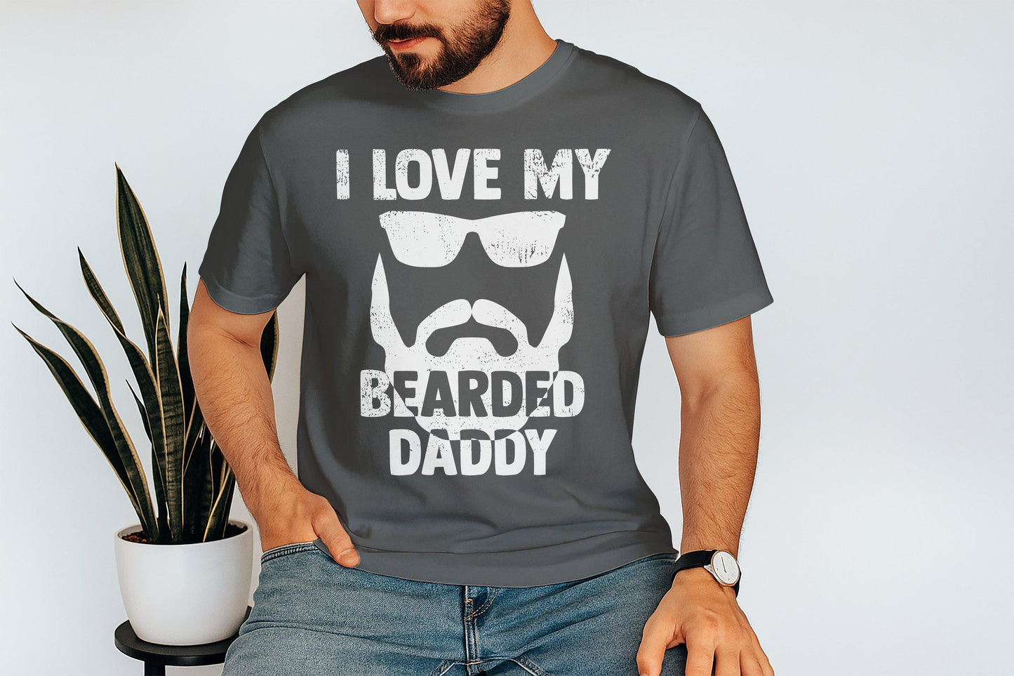 Bearded Daddy T-Shirts, I Love My Bearded Daddy, Gift for Dad, Fathers Day T-Shirts, Cool Dad Tee, Funny Dad Shirt, Dad with Beard