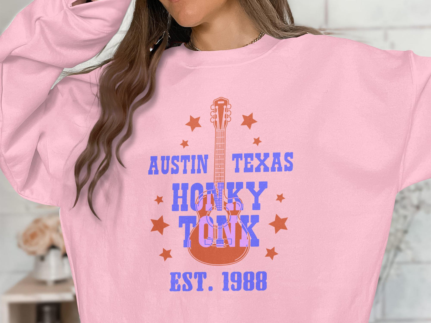 Austin Texas Honky Tonk Guitar T-Shirt, Music Lover Gift