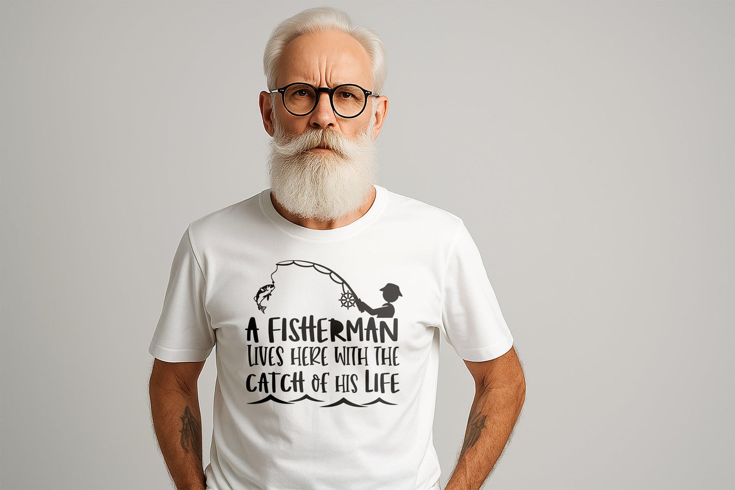 Gift for Dad Fisherman T-Shirt, Dad Birthday Gift, Gifts for Dad, Fathers Day Gifts, Catch of his Life, Fishing Shirt, Gift for Fishermen