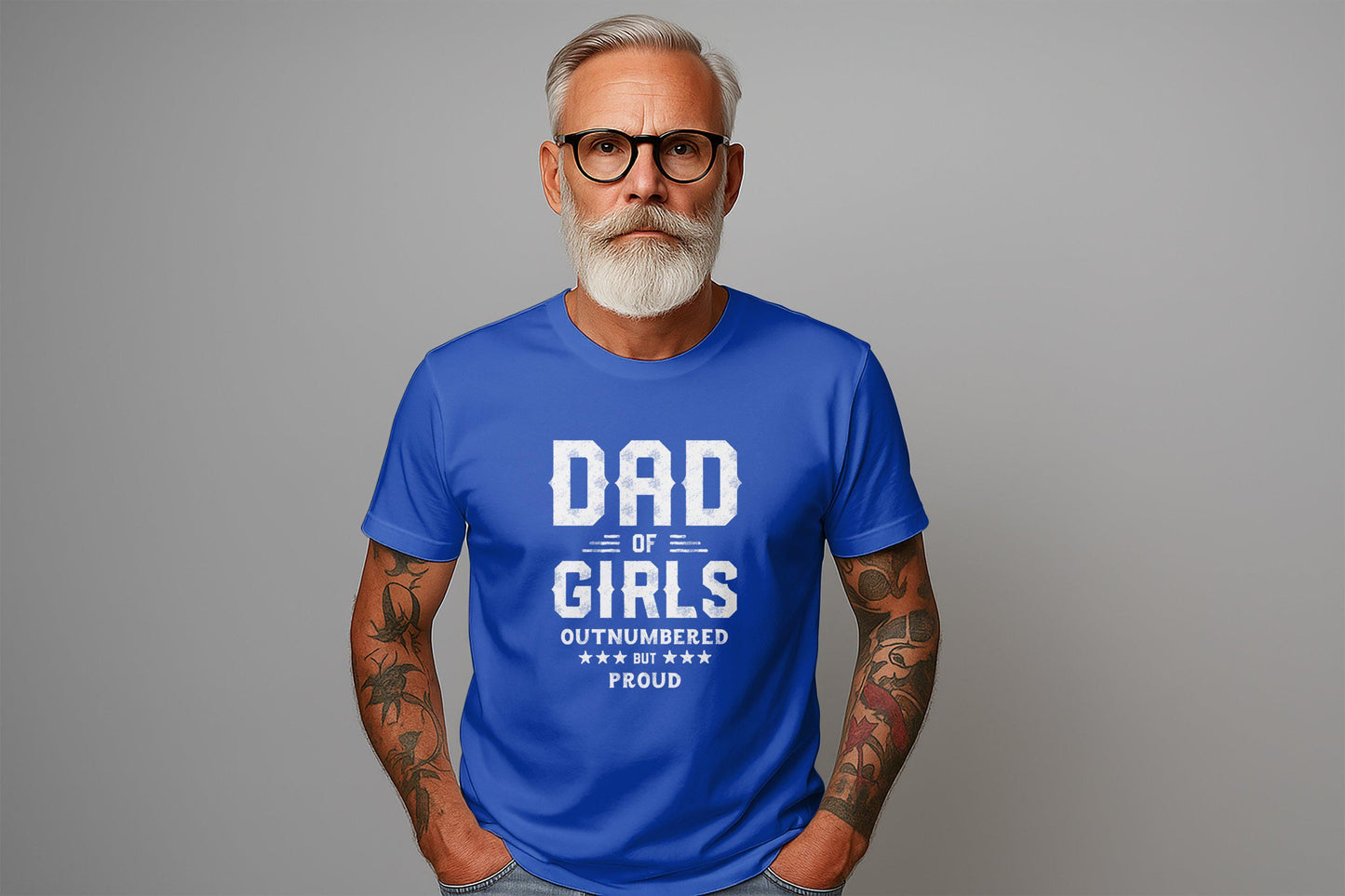 Dad of Girls T-Shirts, Outnumbered Proud T-Shirts, Gift for Dad, Fathers Day, Unique T-Shirts, Trendy T-Shirts, Cute T-Shirts
