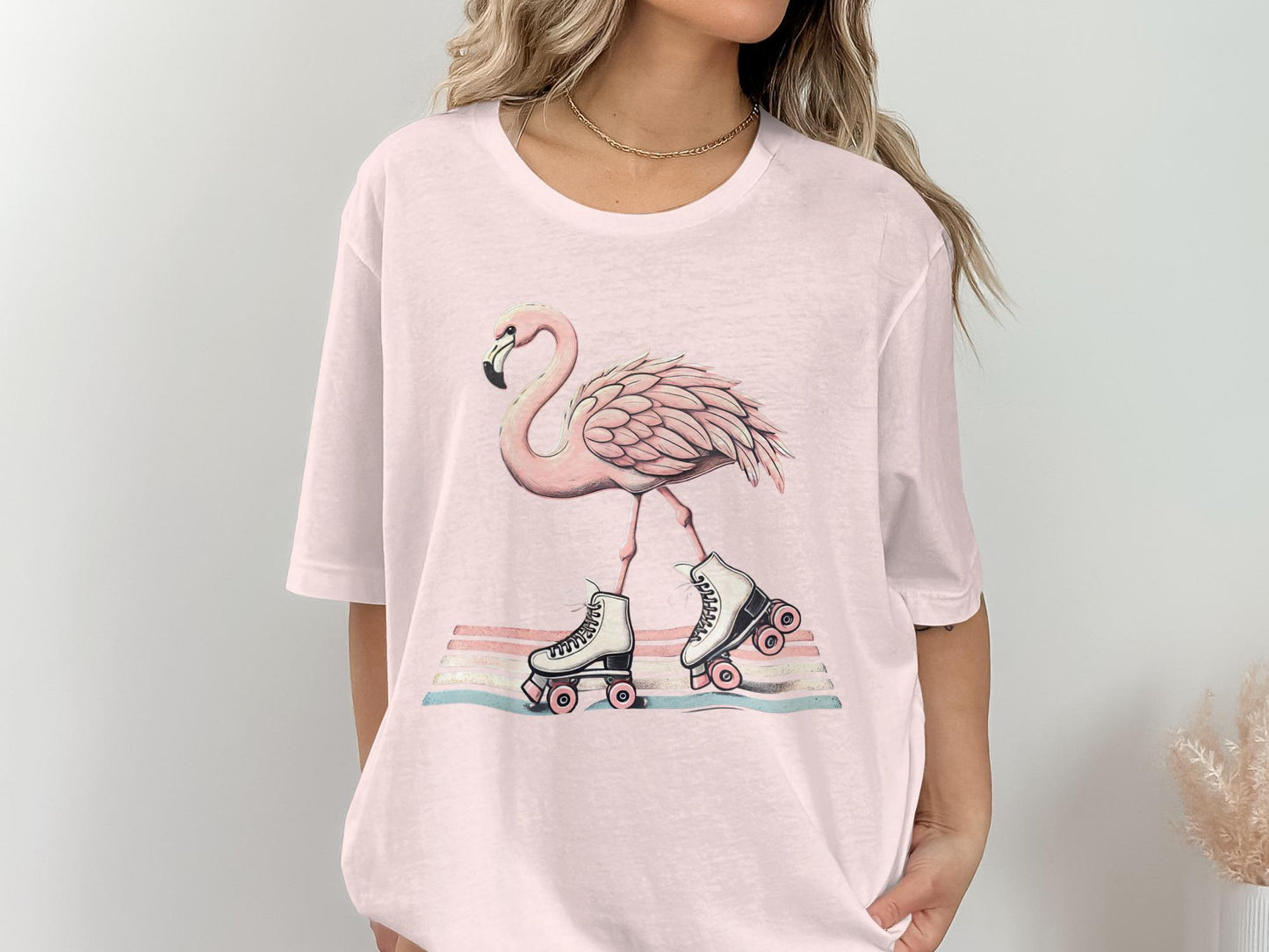 Flamingo Roller Skate T-Shirt, Quirky Animal Design