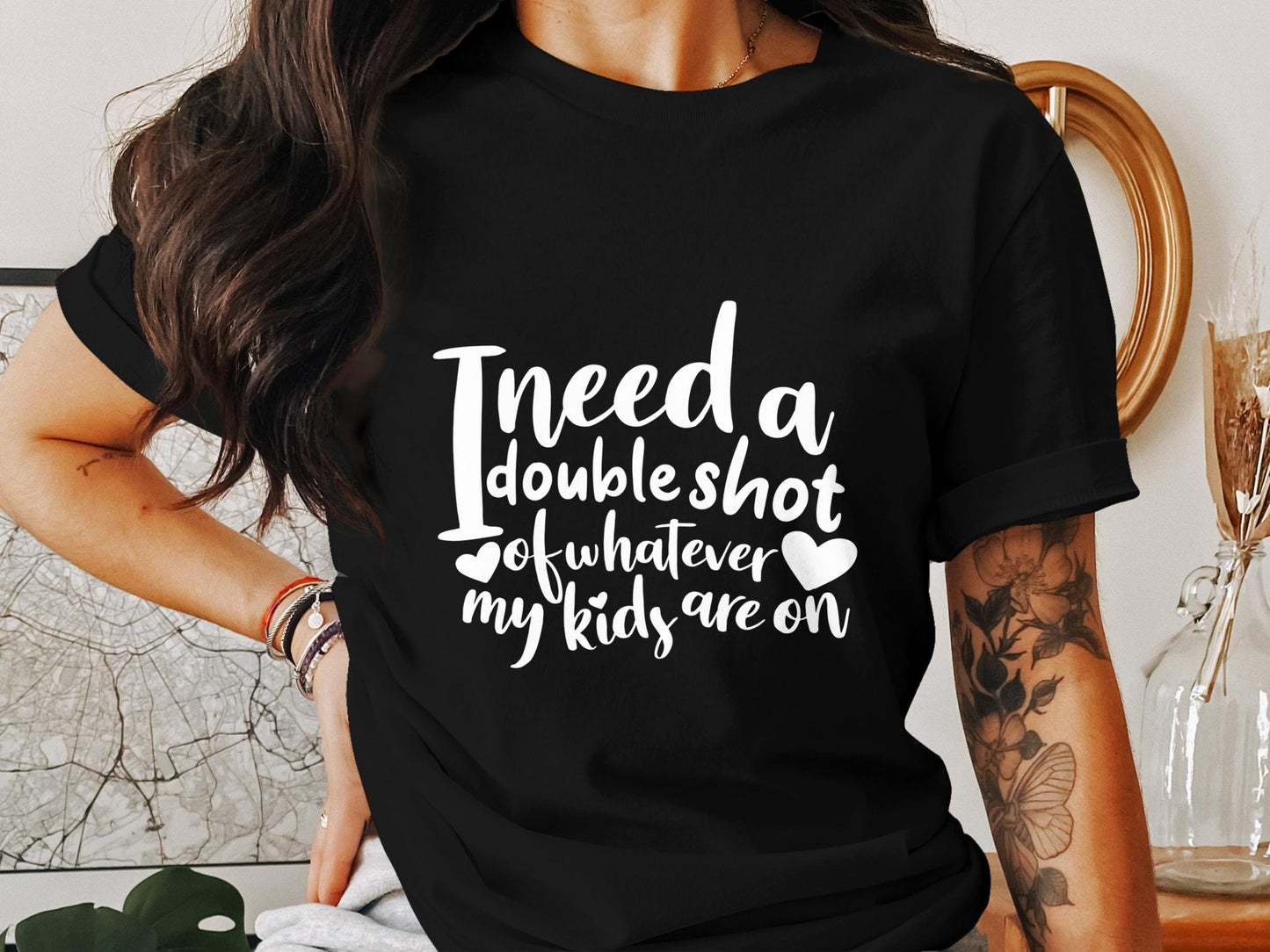 Funny Mom T Shirts, I Need a Double Shot, Gift for Mom, Mothers Day, Mom Life Tee, Exhausted Parent Tee, Humorous Mother T Shirts