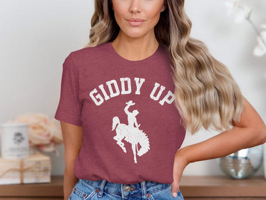 Giddy Up Cowboy T-Shirt, Bucking Bronco, Western Apparel