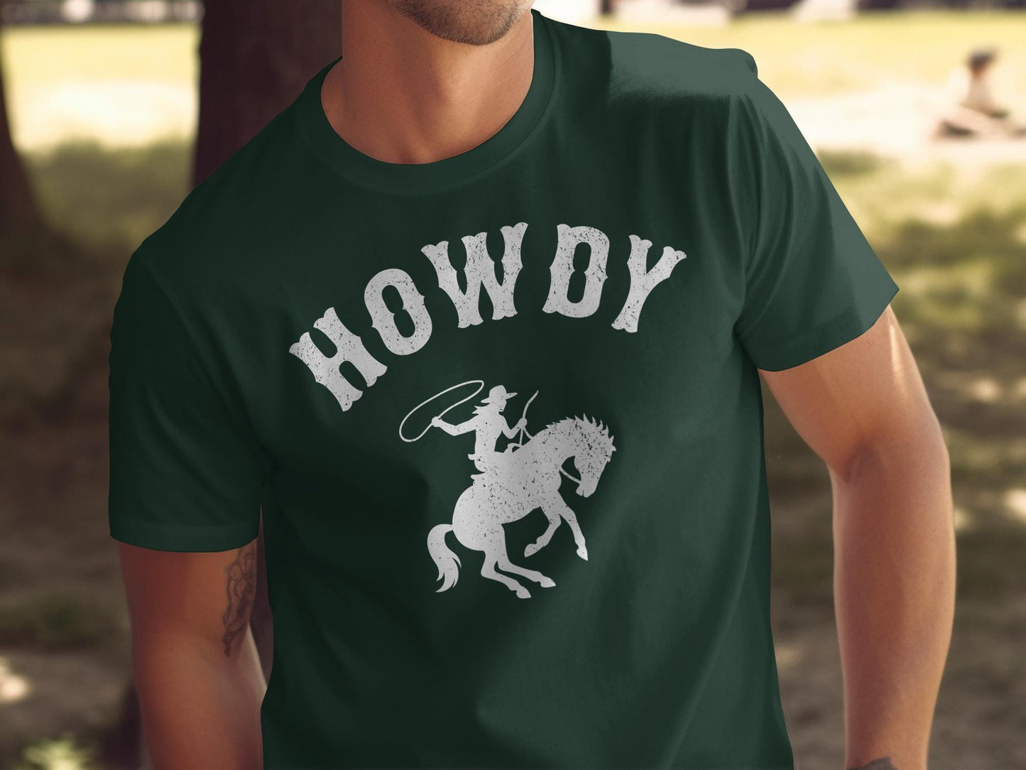 Howdy Cowboy Horse Graphic Tee, Western Style Shirt