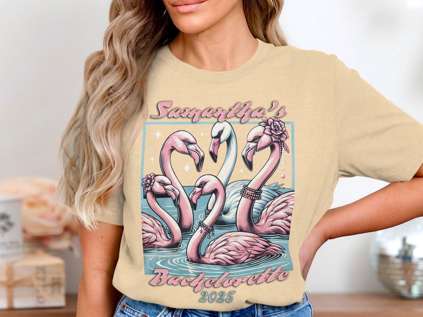 Flamingo Bachelorette Party Shirt: Customizable Bridal Party Tee