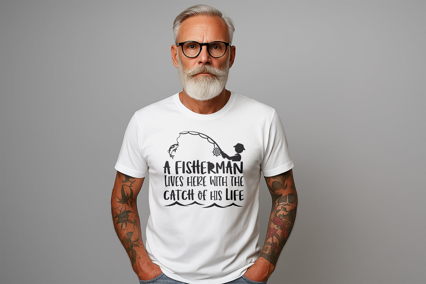 Gift for Dad Fisherman T-Shirt, Dad Birthday Gift, Gifts for Dad, Fathers Day Gifts, Catch of his Life, Fishing Shirt, Gift for Fishermen