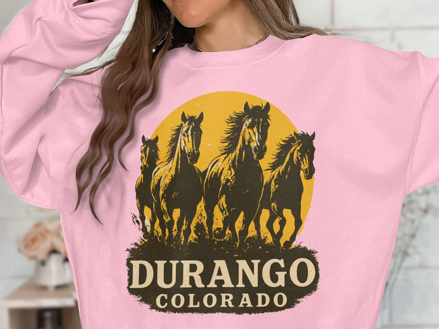 Durango Colorado Horses Graphic Tee, Wild West Unisex Shirt