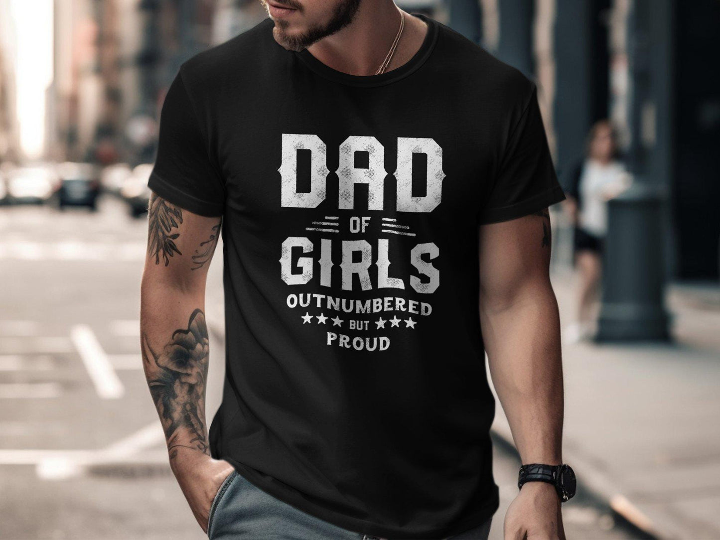 Dad of Girls T-Shirts, Outnumbered Proud T-Shirts, Gift for Dad, Fathers Day, Unique T-Shirts, Trendy T-Shirts, Cute T-Shirts