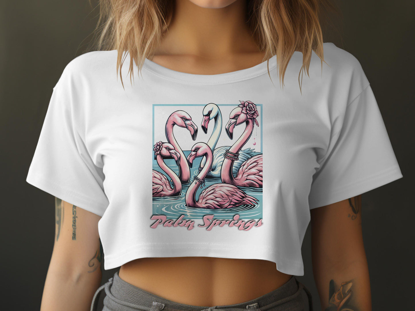 Flamingo Graphic Tee: Palm Springs Artistic Bird Beach Shirt