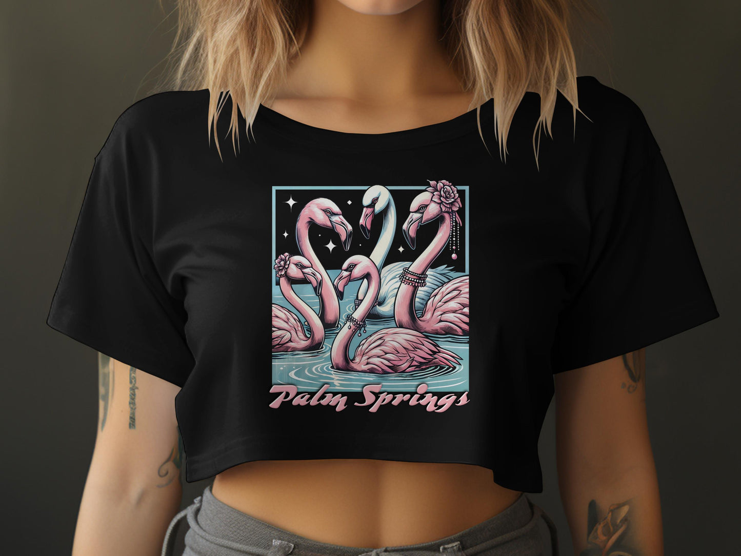 Flamingo Graphic Tee: Palm Springs Artistic Bird Beach Shirt