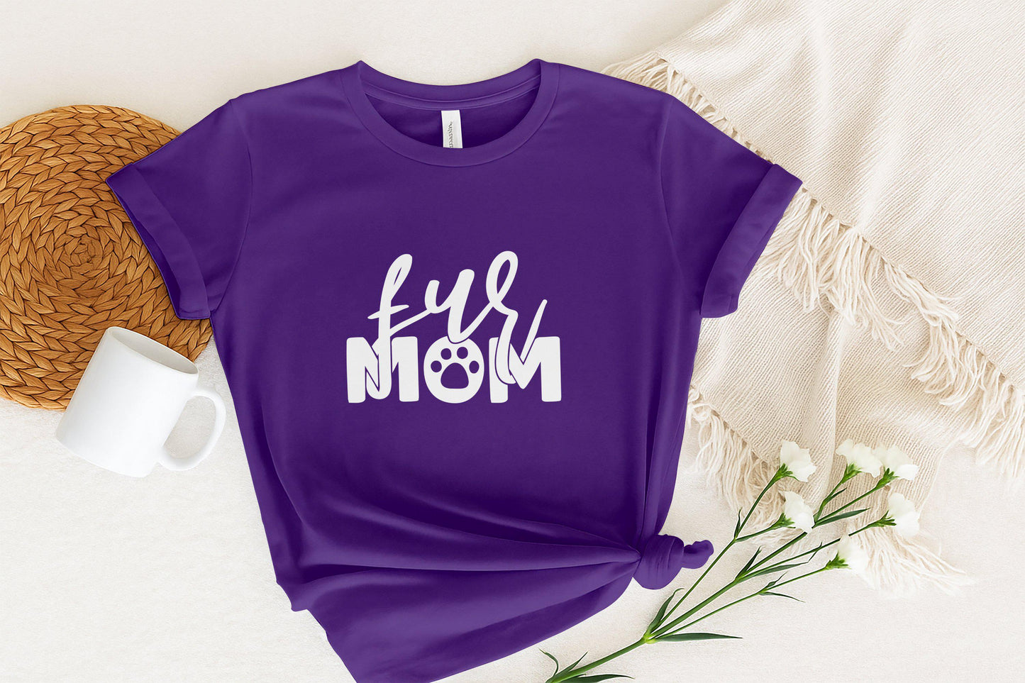 Fur Mom T-Shirt: Paw Print Tee, Animal Lover Gift