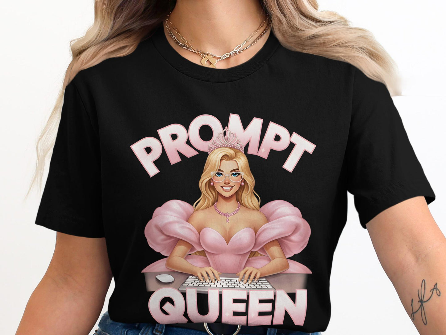 Prompt Queen T-Shirt, AI Blonde Queen Tee, Computer Lover Gift